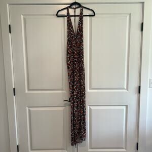 Free People Women's‎ Open Back Haltar Maxi Dress Orange Black Grey Size Large